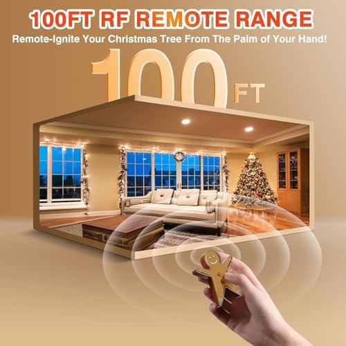 GASREKV Remote Control Outlet for Christmas Tree Lights, Gingerbread Man Wireless Remote Switch, Christmas Tree Remote Control with Built-in Music Feature, 100Ft Range - Image 4