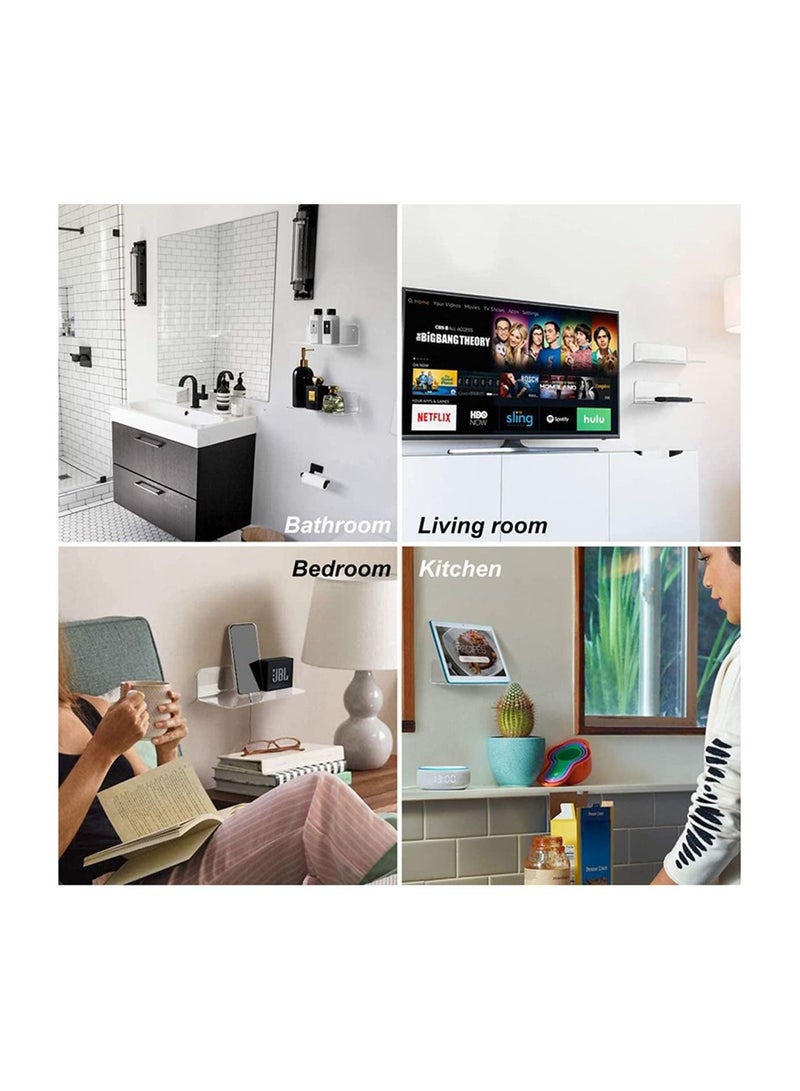 إي وورلد عبوة من 2 أرفف حائط عائمة أكريليك شفاف للمجوهرات والأغراض الزخرفية - Image 2