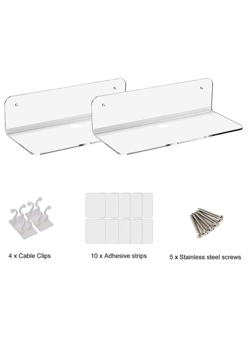 إي وورلد عبوة من 2 أرفف حائط عائمة أكريليك شفاف للمجوهرات والأغراض الزخرفية - Image 4