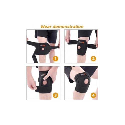 Kossto Open Patella Knee Support Brace – Adjustable Compression Knee Sleeve with Patella Stabilizer for Joint Pain Relief, Meniscus Tear, Arthritis, Running, Sports & Injury Recovery – Unisex (One Size) (Pack of 1) - Image 5