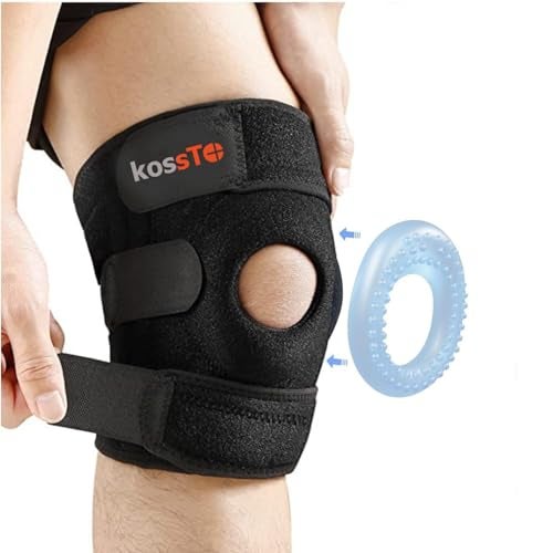 Kossto Open Patella Knee Support Brace – Adjustable Compression Knee Sleeve with Patella Stabilizer for Joint Pain Relief, Meniscus Tear, Arthritis, Running, Sports & Injury Recovery – Unisex (One Size) (Pack of 1) - Image 1