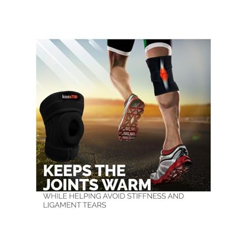 Kossto Open Patella Knee Support Brace – Adjustable Compression Knee Sleeve with Patella Stabilizer for Joint Pain Relief, Meniscus Tear, Arthritis, Running, Sports & Injury Recovery – Unisex (One Size) (Pack of 1) - Image 3