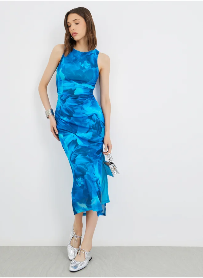 Take Two Take Two Floral Print Sleeveless Bodycon Midi Dress