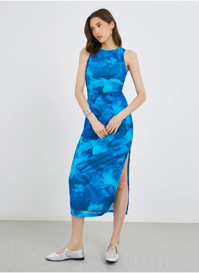 Take Two Take Two Floral Print Sleeveless Bodycon Midi Dress