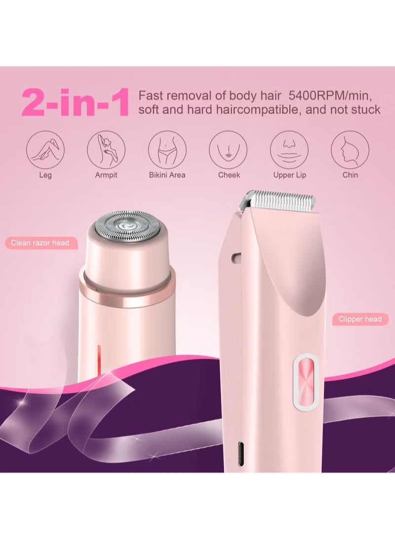 Crownity Bikini Trimmer and Facial Hair Remover Electric Shaver with Dual - Head Dual - Use Hair Trimmer. IPX7 Waterproof Wet - Dry Electric Shaver, suitable for legs, arms, body parts and underarms (Pink) - Image 3