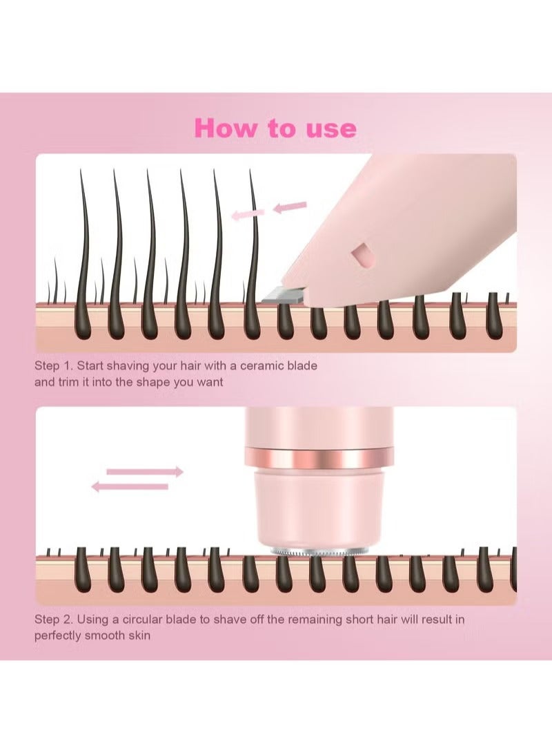 Crownity Bikini Trimmer and Facial Hair Remover Electric Shaver with Dual - Head Dual - Use Hair Trimmer. IPX7 Waterproof Wet - Dry Electric Shaver, suitable for legs, arms, body parts and underarms (Pink) - Image 4