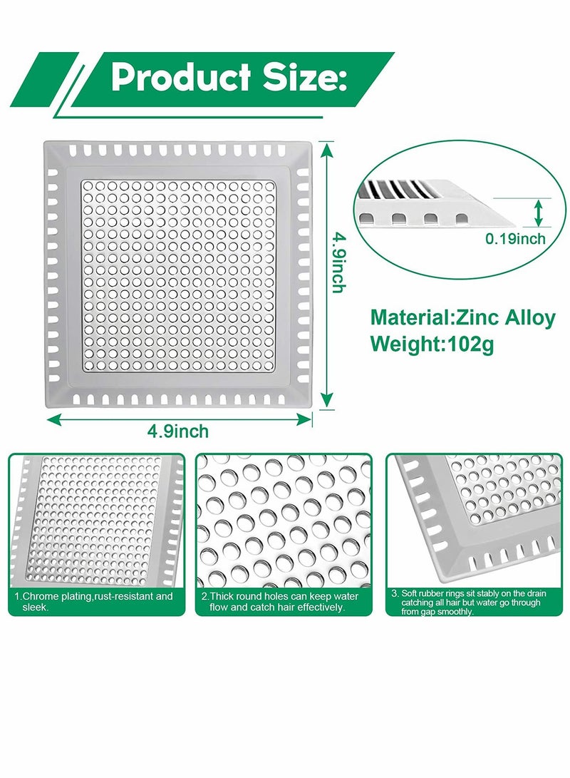KASTWAVE Square Drain Cover 4.9 in 125 mm Bathroom floor drain filter Square Shower Drain Hair Catcher Shower Drain Strainer Flat Drain Cover for Bathroom Floor Drain No Rust - Image 2