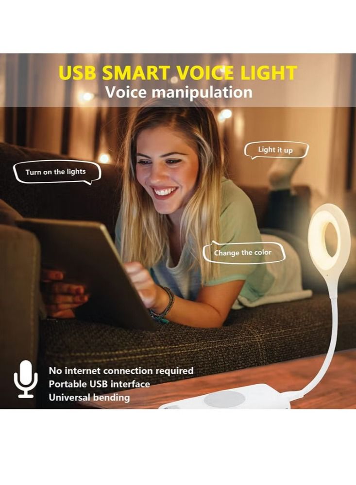 Dream Zone Voice Control USB Light for Laptop Keyboard, LED Reading Lamp Portable Small Night Light with Flexible Gooseneck for Power Bank and Computer - Image 3