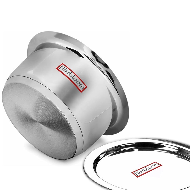 FLIXBLOOM Nodal Food Grade Large 7 Litre Stainless Steel with Triply Bottom Cookware | Induction Base | LPG Gas Friendly Kitchen Utensil Tope/Patila/Bhagona for Cooking & Serving with Lid - Image 2