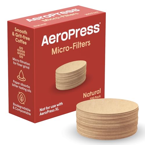 AeroPress Coffee Maker Natural Paper MicroFilters Round Replacement Coffee Filters Unbleached Compostable Paper Filters Fits Standard Size AeroPress Coffee Makers 200 Count