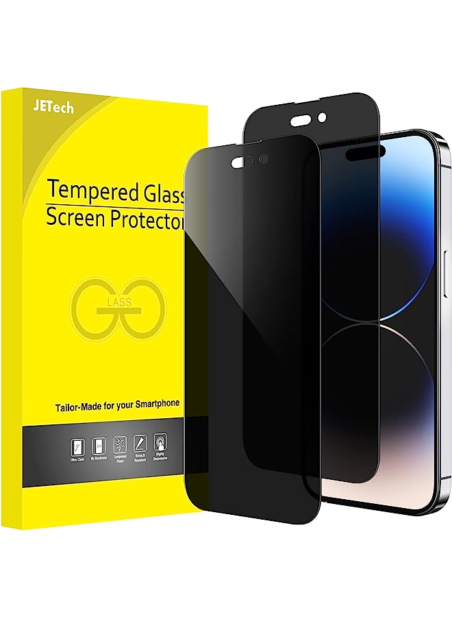 Jetech Privacy Full Coverage Screen Protector For Iphone 14 Pro 6.1-Inch, Anti-Spy Tempered Glass Film, Edge To Edge Protection Case-Friendly, 2-Pack - Image 1