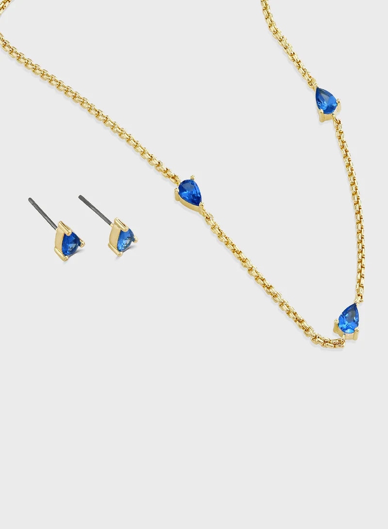 باكلي لندن Zircon Dainty Stud And Choker Set