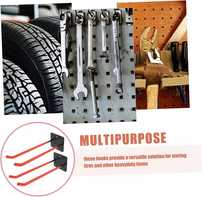 Orange Wall Mount Utility Hooks Heavy Duty Garage Organizer For Tools And Car Tires - Image 5