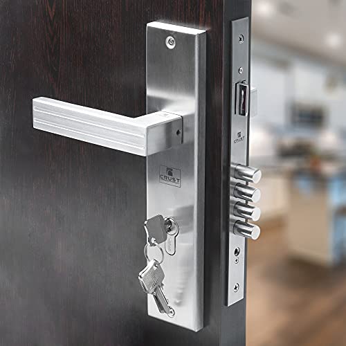 Crust Altroz Premium 10" Plate Mortise Door Lock Handle Set/Mortise Lock with Brass Lock Body and Both Side Key 60mm Brass Cylinder Set with 3 Brass Computer Keys - Image 1