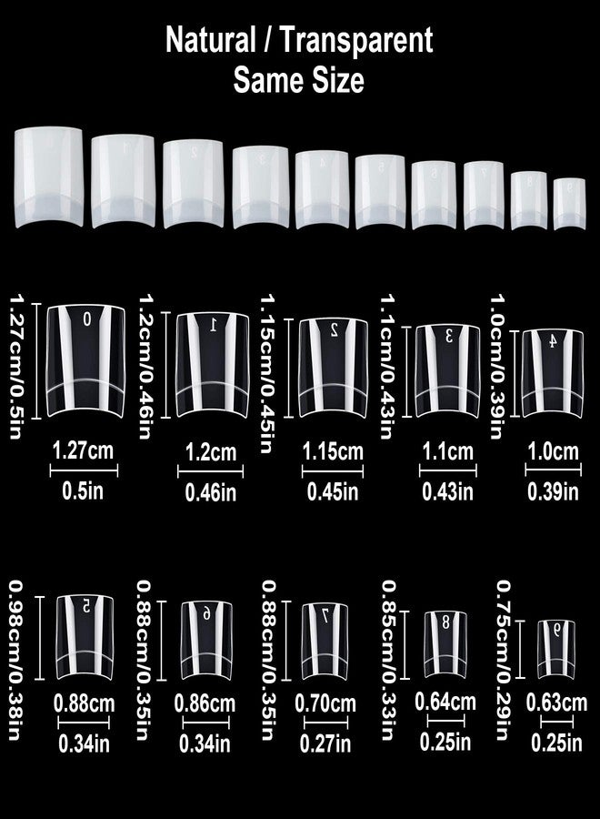 FEBSNOW 1000PCS Acrylic Nails 10 Sizes Artificial Half Cover False Flake Tips for Nail Salon, Shop, DIY Art - Ballerina Short French Nail Tips - Image 2