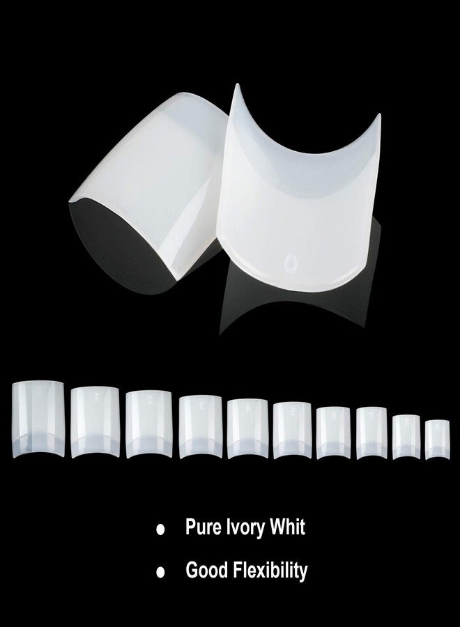 FEBSNOW 1000PCS Acrylic Nails 10 Sizes Artificial Half Cover False Flake Tips for Nail Salon, Shop, DIY Art - Ballerina Short French Nail Tips - Image 4
