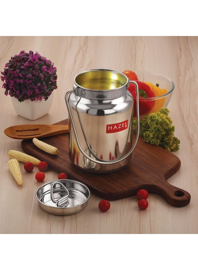 Hazel حاوية زيت وغيو من الفولاذ المقاوم للصدأ HAZEL محكمة الإغلاق | وعاء زيت سعة 1.5 لتر لتخزين المطبخ | علبة غيو من الفولاذ، فضي - Image 2