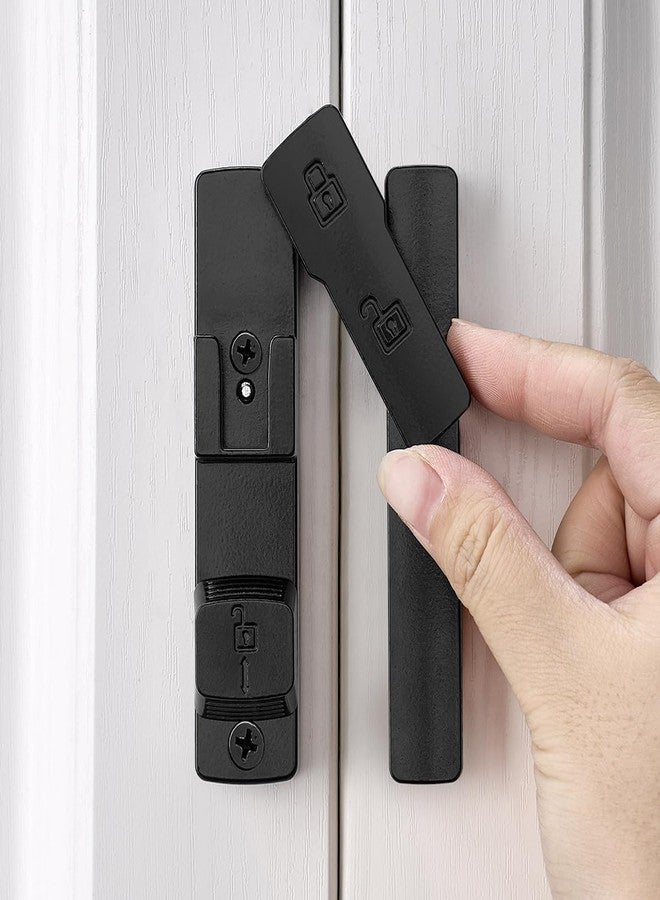 INIRET Black 180 Degree Barn Door Lock,Flip Gate Latches Hardware,Zinc Alloy Door Lock,Protect Privacy,for Barn Door,Cabinets,Windows,Garden,Bathroom - Image 1