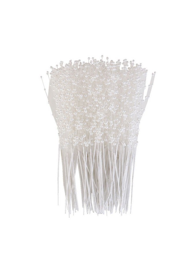 ULTNICE 100Pcs White String Pearls Sticks, Bridal Wedding Pearl Bouquet Artificial Bridal Bouquet Bulk DIY Pearl String Beaded Garland White Bridal Bouquets for Bride Party Decoration - Image 1