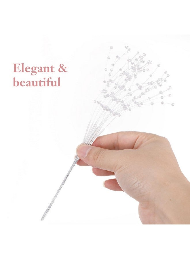 ULTNICE 100Pcs White String Pearls Sticks, Bridal Wedding Pearl Bouquet Artificial Bridal Bouquet Bulk DIY Pearl String Beaded Garland White Bridal Bouquets for Bride Party Decoration - Image 4