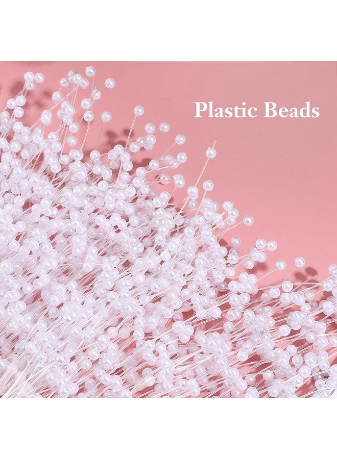 ULTNICE 100Pcs White String Pearls Sticks, Bridal Wedding Pearl Bouquet Artificial Bridal Bouquet Bulk DIY Pearl String Beaded Garland White Bridal Bouquets for Bride Party Decoration - Image 3