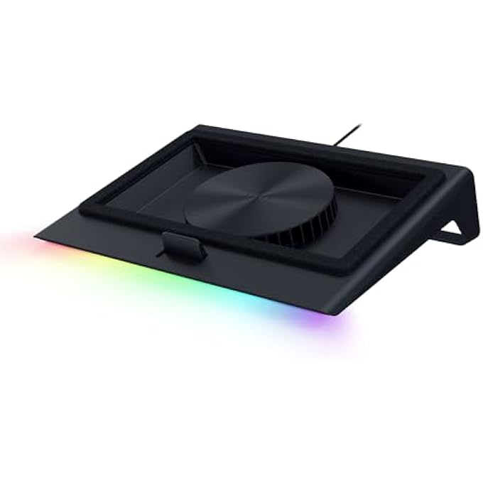 rayihni LAPTOP COOLING PAD: ADAPTIVE SMART - INTELLIGENT FAN CONTROL - AIRTIGHT PRESSURE CHAMBER - FITS MOST LAPTOPS & MACBOOKS 14Â€ TO 18" - PRESET & CUSTOM FAN CURVES - 3 PORT USB TYPE A - CHROMA RGB - Image 1