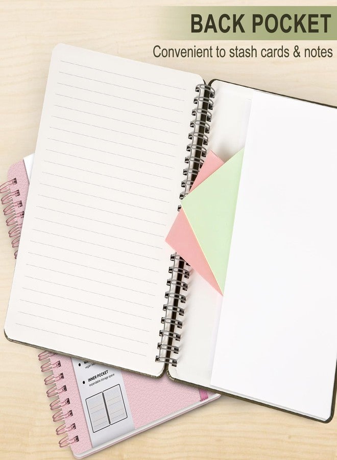 LACCHOUFEE Lined Spiral Journal Notebook, A5 Hardcover Leather Notebook for Work, 5.7''×8.2'', 100GSM Thick Paper Spiral Bound Journaling Notebooks for Women & Men Office School Note Taking Business, Green - Image 5