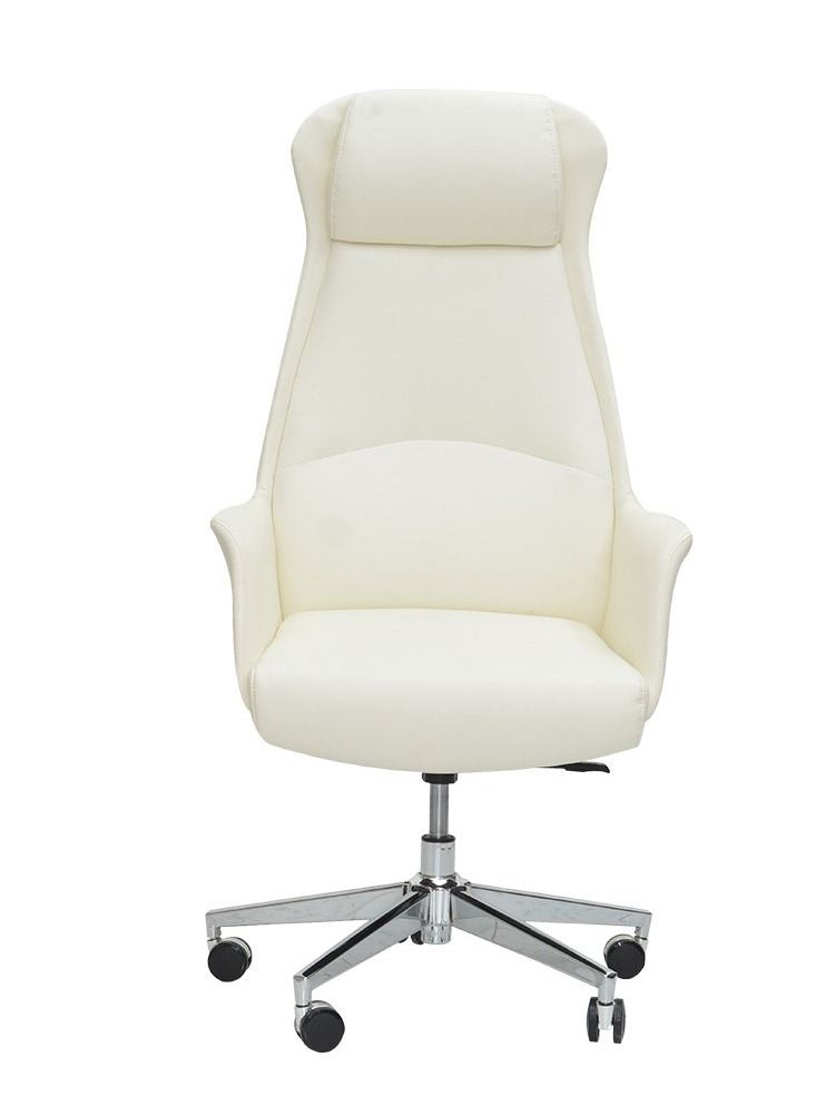 KARNAK Ergonomic Office Chair, Computer Desk Chair, PU material, Steel Structure, Smooth lumbar support with adjustable Height, White  - Image 2