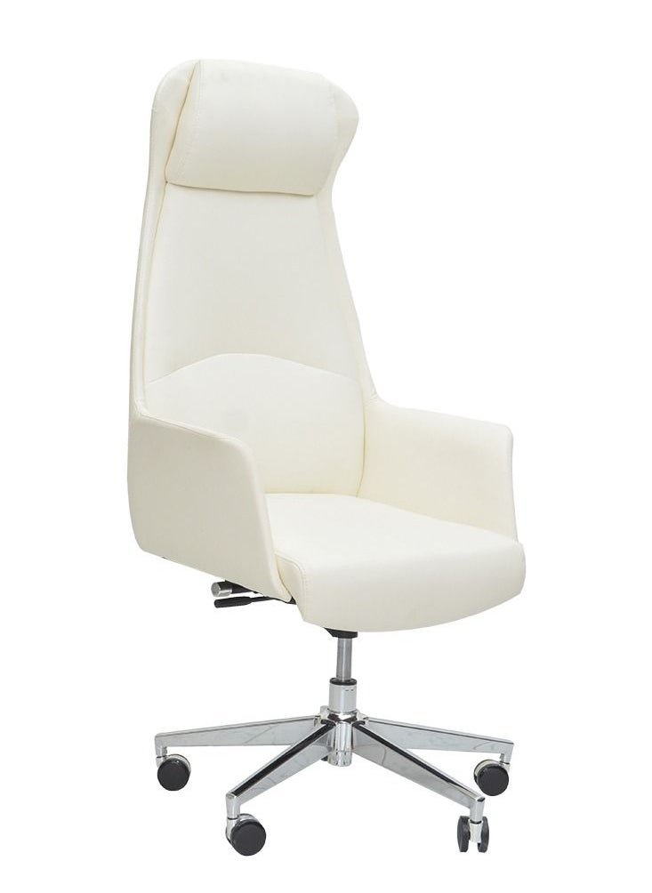 KARNAK Ergonomic Office Chair, Computer Desk Chair, PU material, Steel Structure, Smooth lumbar support with adjustable Height, White  - Image 1