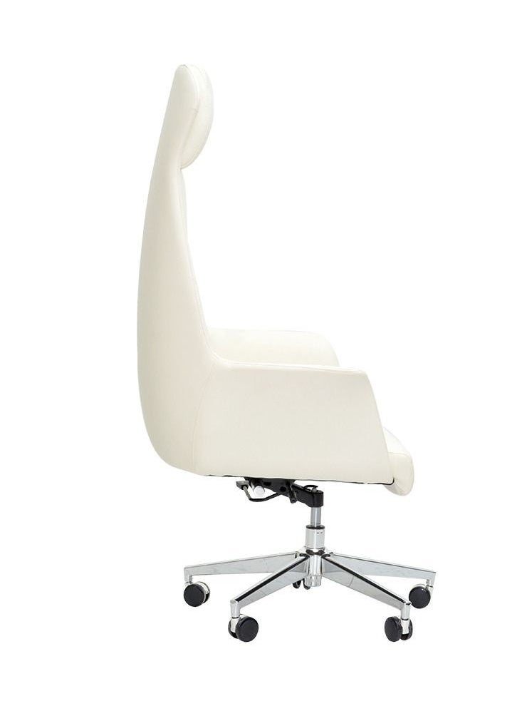 KARNAK Ergonomic Office Chair, Computer Desk Chair, PU material, Steel Structure, Smooth lumbar support with adjustable Height, White  - Image 4