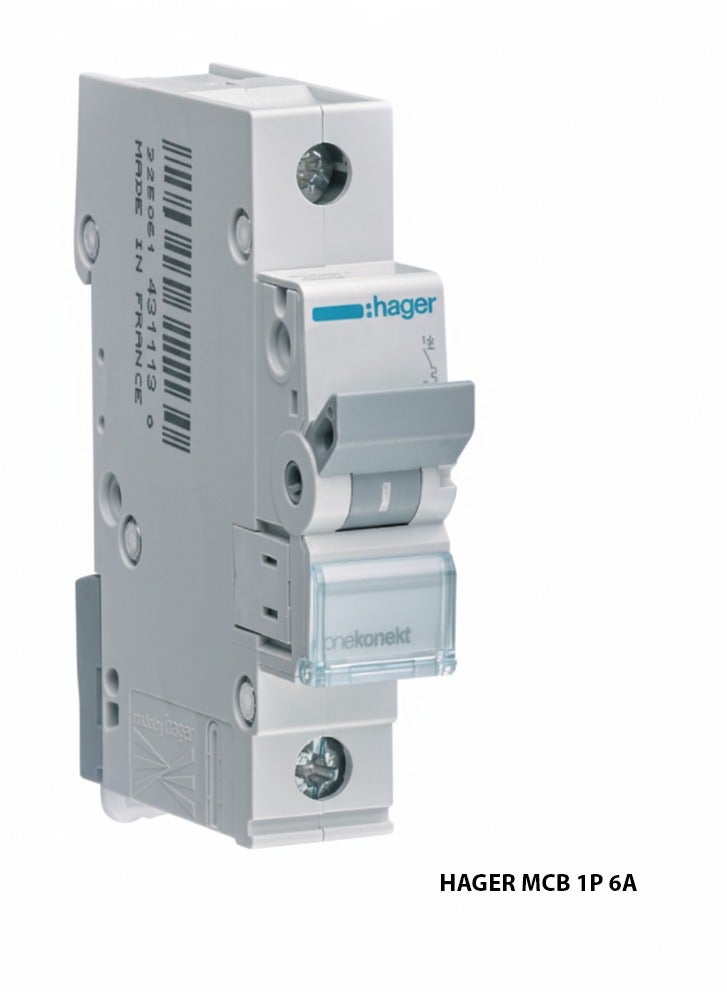 Hager  Miniature Circuit Breaker 6A Type C MCN106 -Made in EU - Image 1