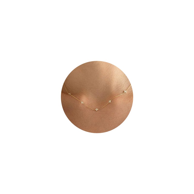 VRIUA Diamond Necklaces for Women - 14K Gold Plated Dainty Gold Necklace Flower CZ Necklace Charm Necklace for Women Minimalistic Trendy Jewelry - Image 1