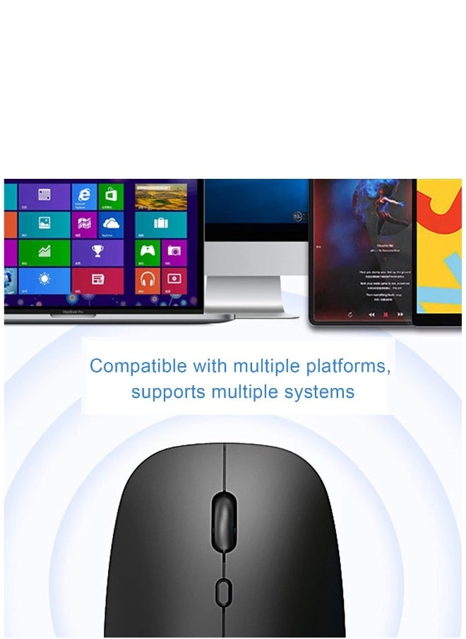 NIBEMINENT Slim Wireless Mouse, Rechargeable Wireless Mouse Large Capacity Battery for Laptop for Computer for Tablet (Black)  - Image 5