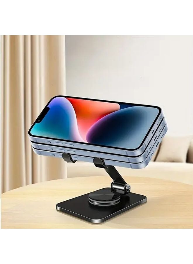 Black Rotatable Carbon Phone Holder Adjustable Desktop Stand For Tablet - Image 4