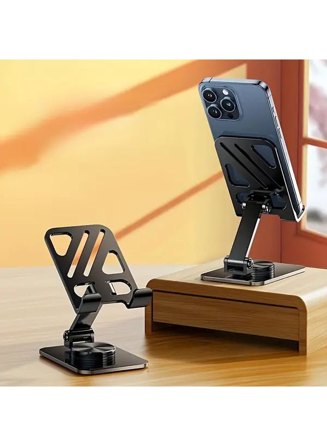 Black Rotatable Carbon Phone Holder Adjustable Desktop Stand For Tablet - Image 5