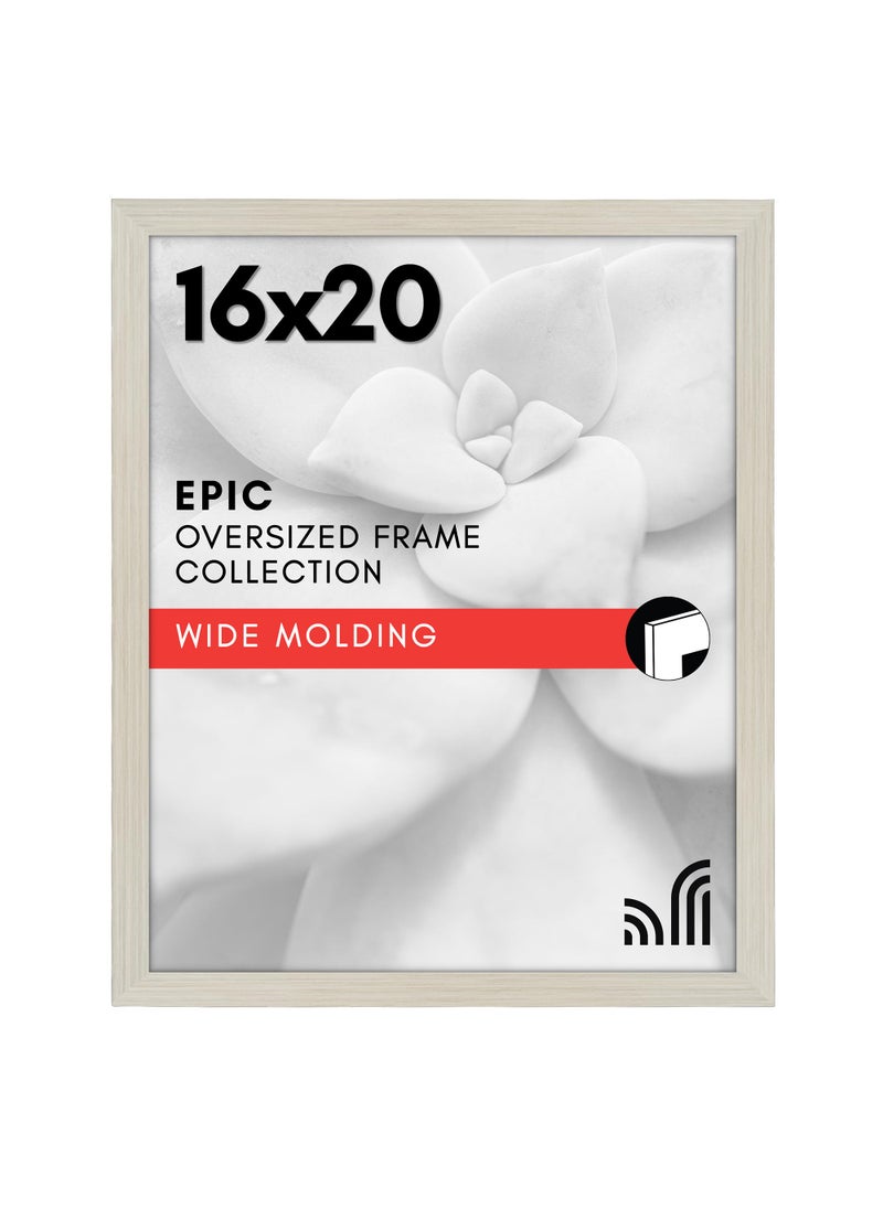 Americanflat 16x20 Picture Frame with Polished Plexiglass  Wide Picture Frames Made of Engineered Wood for Vertical or Horizontal Wall Display  Epic Collection  Light Wood