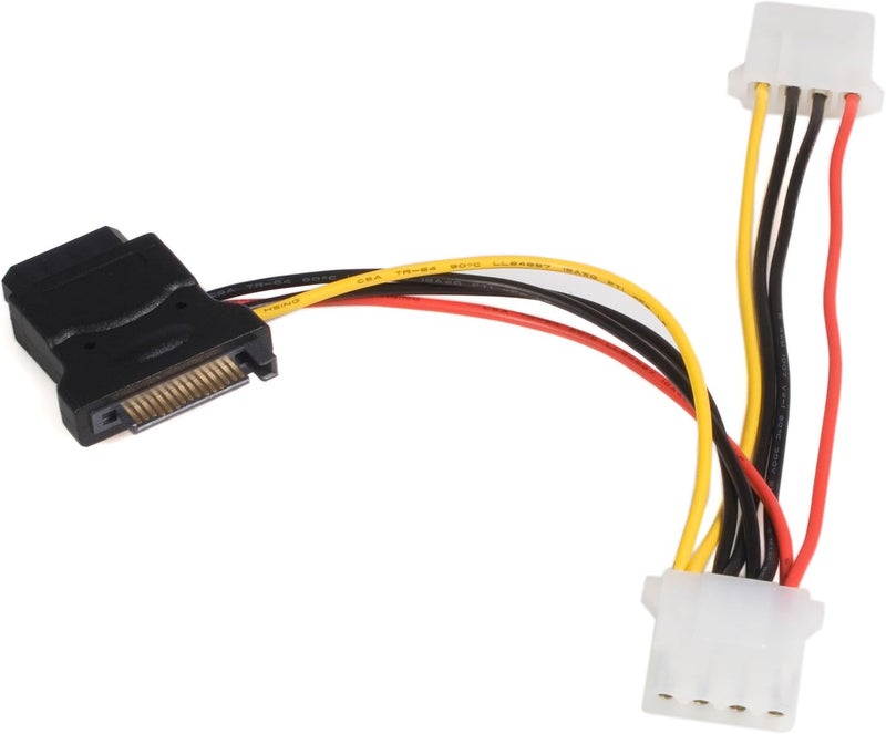 StarTech.com SATA to LP4 Power Cable Adapter with Dual LP4 Connectors - 5.9 Inch Black - Image 1