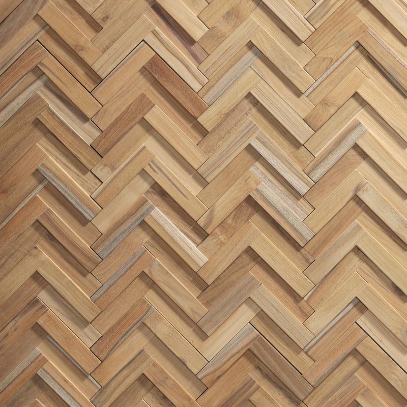 Wall!Supply 3D Wall Panels â€“ Reclaimed Herringbone Asian Teak Wood â€“ Home Decor Wallpaper Alternative for Living Room, Bedroom & Office â€“ Easy DIY Installation â€“ 16 Pack, Covers 11.63 Sq Ft - Image 1