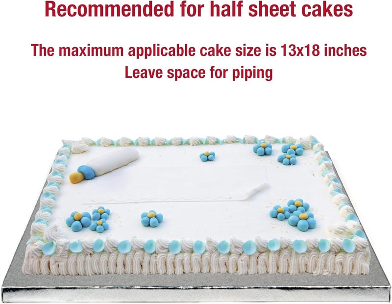 Paremmin 14x19x4 inches Cake Box with Cake Drum Half Sheet White Box with 1/2 inch Thick Silver Cake Board, Rectangle Bakery Box with Window Lid and Cake Board Combo, Disposable Container for Bakery - Image 4