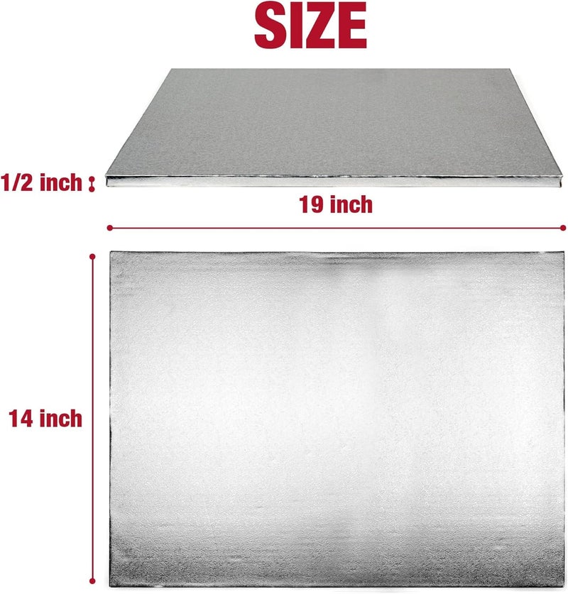 Paremmin 14x19x4 inches Cake Box with Cake Drum Half Sheet White Box with 1/2 inch Thick Silver Cake Board, Rectangle Bakery Box with Window Lid and Cake Board Combo, Disposable Container for Bakery - Image 3