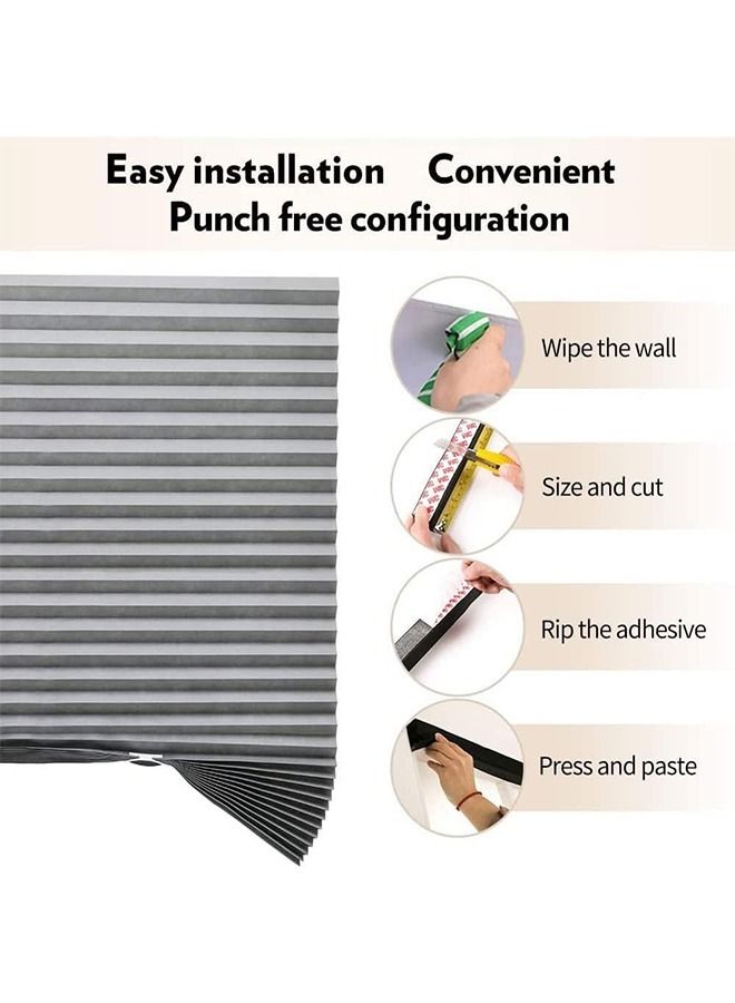 Arabest Pleated Window Shades, Blackout Pleated Paper Shade Light Filtering Non-woven Blinds Window, Easy to Install for Bedroom, Bathroom, Living Room, Kitchen (Grey, 90 X 150 cm) - Image 2