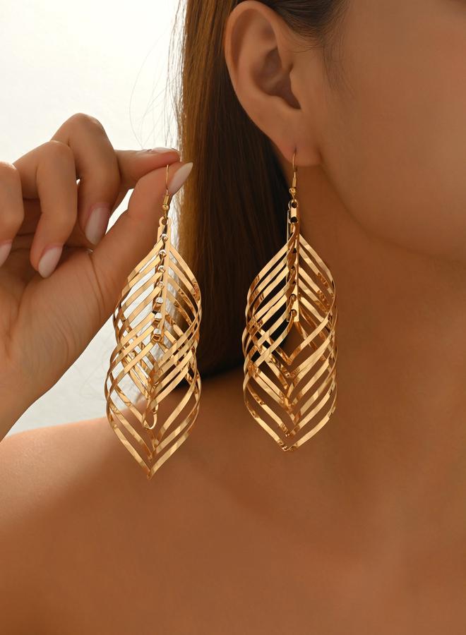 Take Two Women Gold Leaf Dangle Earrings - Image 1