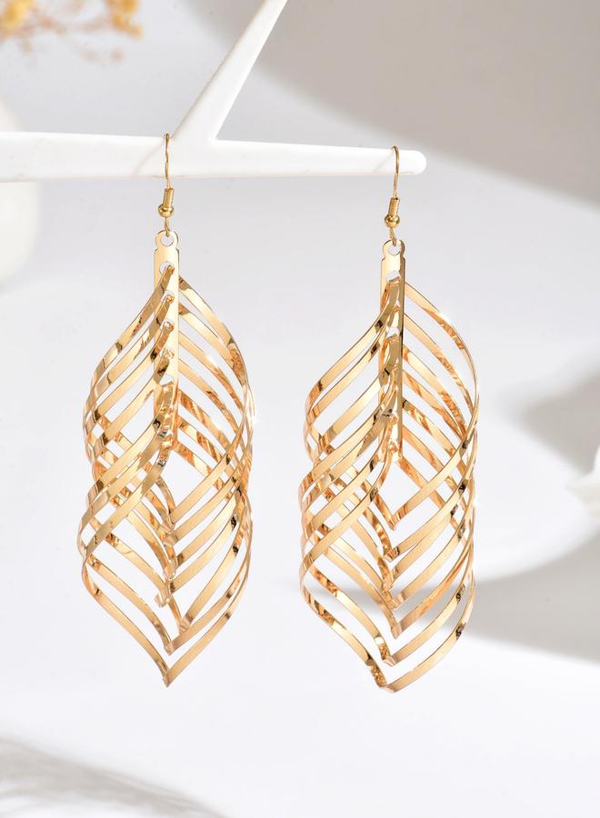 Take Two Women Gold Leaf Dangle Earrings - Image 4