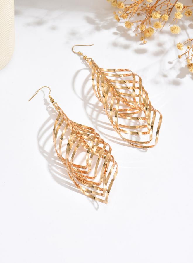 Take Two Women Gold Leaf Dangle Earrings - Image 3