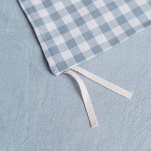 SUSYBAO Gingham Duvet Cover King 100% Washed Cotton Light Blue Plaid Duvet Cover 3 Pieces Set 1 Blue Grid Duvet Cover with Zipper Ties 2 Pillowcases Luxury Soft Gingham Bedding Set Breathable Durable - Image 4