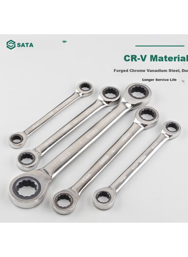 Sata 46200 Fully Polished Double Flare Ratchet Wrench 8x10mm - Image 1
