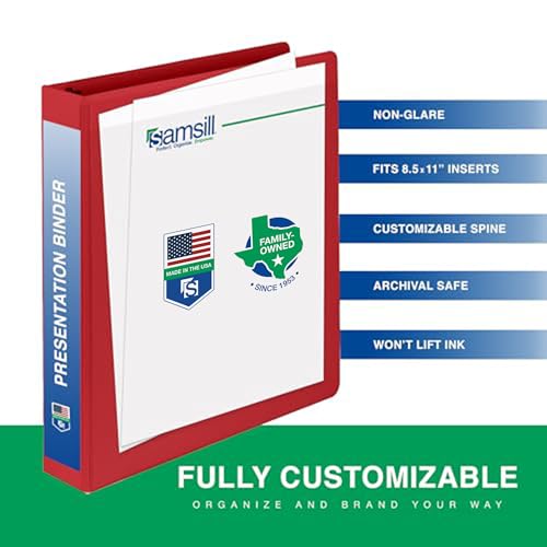 Samsill 3 Inch 3 Ring Binder, Made in USA, Economy Round Ring, Clear View Cover, 550 Sheet Capacity - for School, Home, Office - Red - Image 3