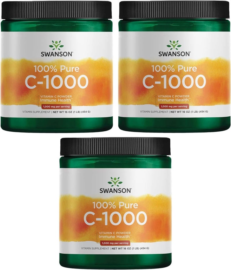 SWANSON 100% Pure C-1000 Vitamin C Powder for Immune Health - 3 Pack - Image 1