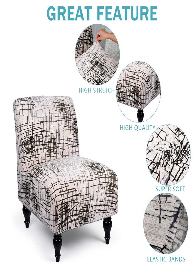 Iauddy Armless Accent Slipper Chair Cover Slipcover,Stretch Spandex Printed Removable Non-Slip Silp Cover for Accent Chair Without Arms for Living Dining Room(White/Stripe,1) - Image 3