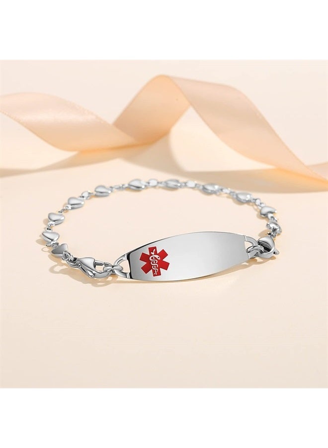 linnalove 7.5” Interchangeable heart Medical alert bracelet for Women Lymphedema Alert no bp no needle bracelets - Image 3